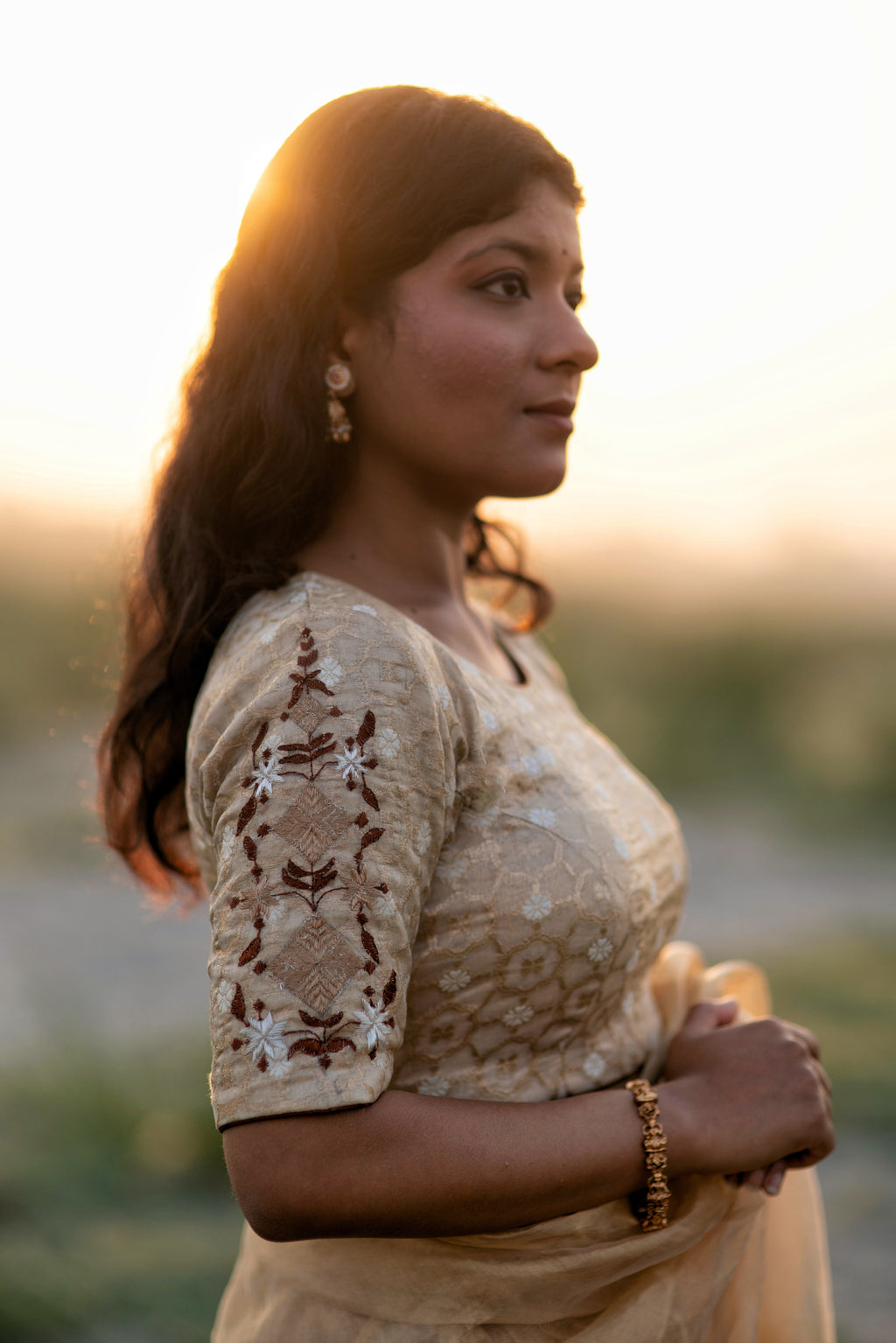 Kanak Phulkari Saree