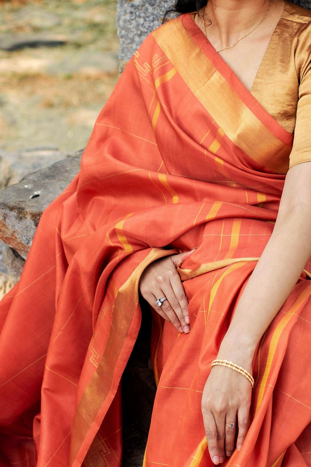 Kumkum Kanjivaram Saree - Natural Dyed