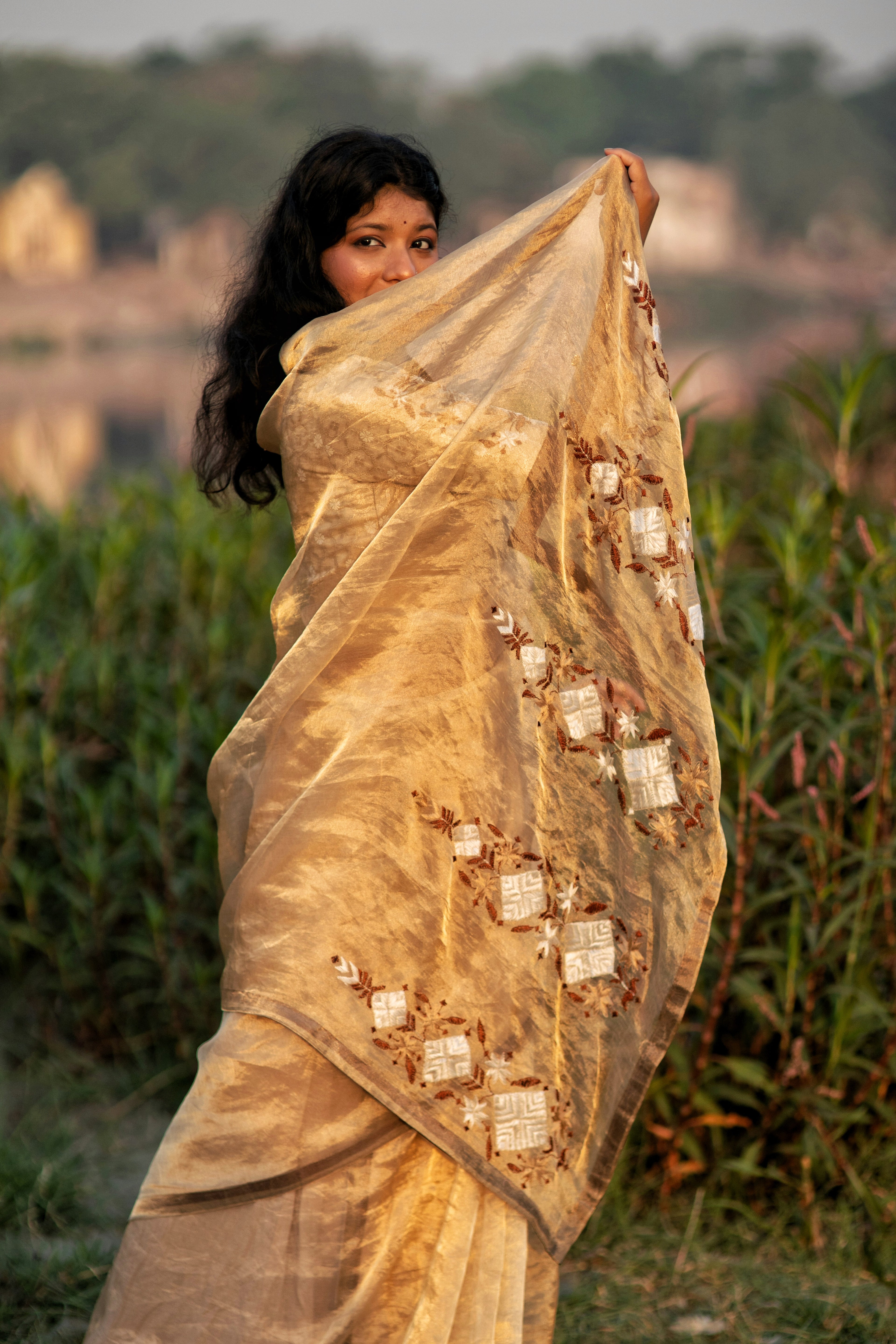 Kanak Phulkari Saree