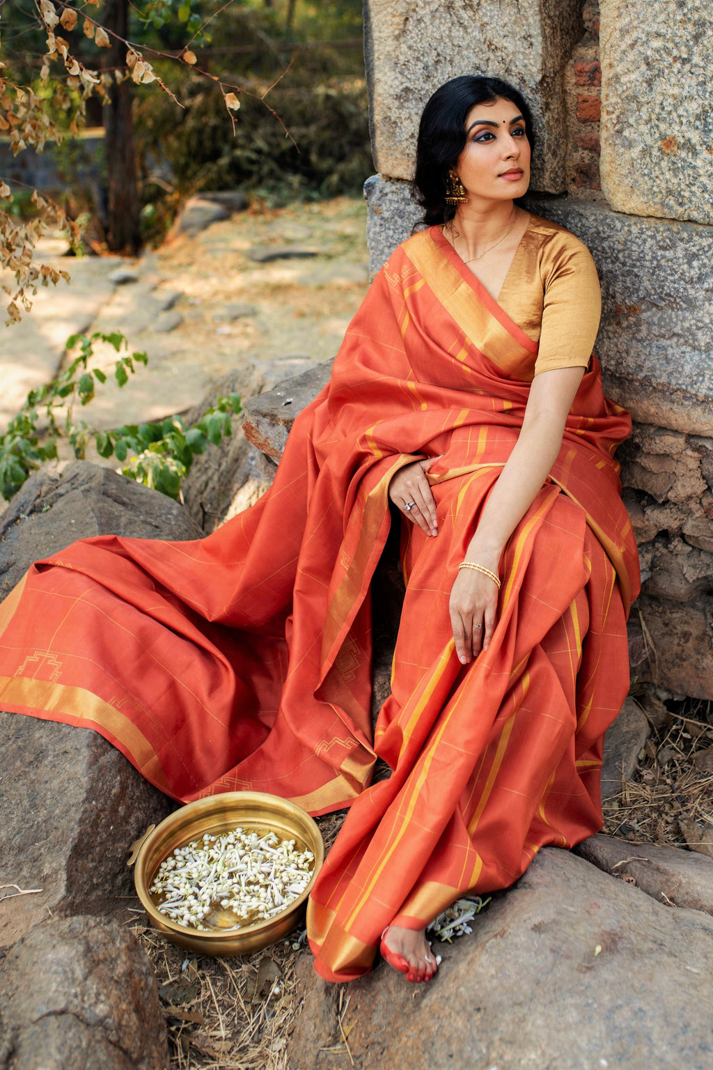 Kumkum Kanjivaram Saree - Natural Dyed