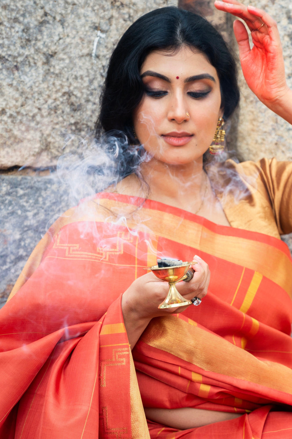 Kumkum Kanjivaram Saree - Natural Dyed